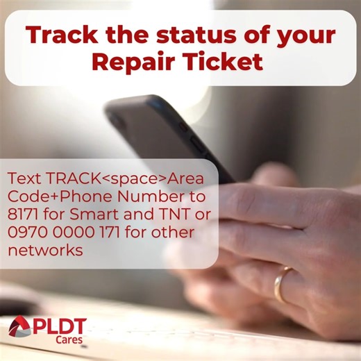 6.8K views · 165 reactions | Text 8171 to effortlessly check your repair ticket status and stay updated on your repair journey.  | PLDT Cares | Facebook