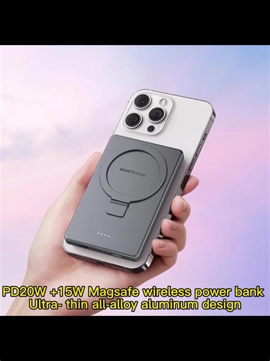 Custom Logo Li-Polymer Battery 2-in-1 Fast Quick Charge 5000mAh 15W Type-C Magnetic Wireless Portable Power Bank