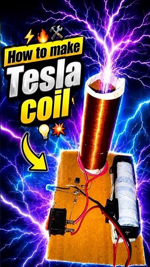 How to Make Tesla Coil at Home ⚡ | LED Bulb Glow Without Wire 😲 #Shorts