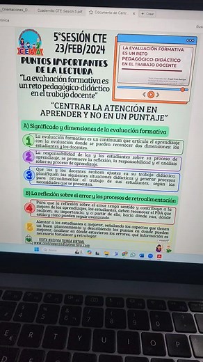 Resumen La Evaluación Formativa es un reto pedagógico didáctico en el trabajo docente por Ángel Díaz Barriga Quinta Sesión Consejo Técnico Escolar CTE Febrero 2024 | CEAA: Centro de Aprendizaje Activo