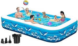 Large Inflatable Swimming Pool for Kids Adults, 130"x72"x22" Blow Up Pools Kiddie Pool with Pump, Oversized Thickened Family Swimming Pools for Backyard Outdoor, Garden, Summer Water Party