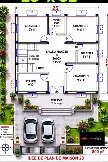 || Plan de maison 25'x32' || Moderne 🔥