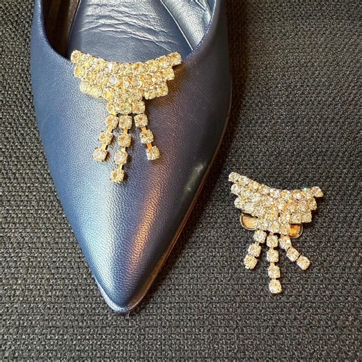 Vintage 1950s MUSI Rhinestone Shoe Clips Silver Tone Glamour - Etsy