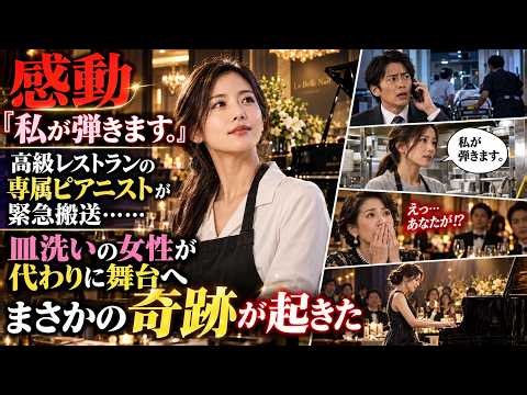 【感動】「私が弾きます」高級レストランの専属ピアニストが突然救急搬送され、洗い場の女性が代わりに舞台でピアノを演奏。すると、誰も予想しなかった奇跡が起きた。#感動ストーリー #泣ける話