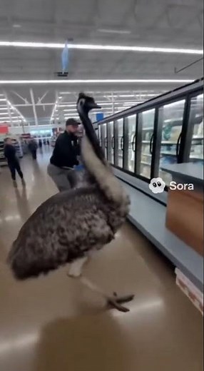 Emu Runs Wild in Grocery Store!