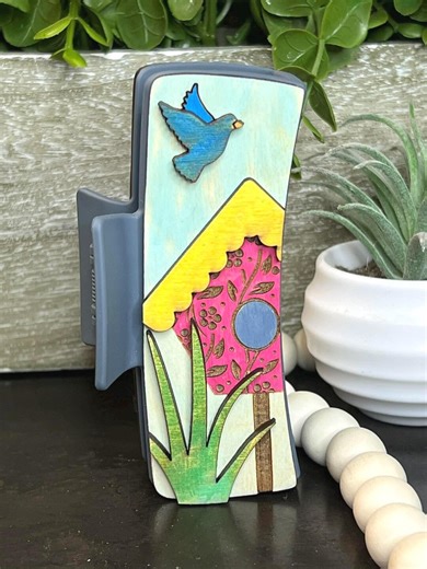 Bird House/spring, Summer Hair Clip, Claw-style, Handcrafted - Etsy