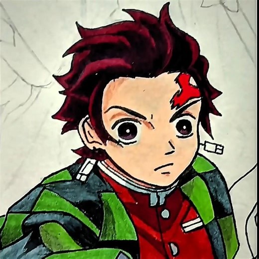 Demon 👿 slayer colouring part 3 , Tanjiro kamado ✨ video 📷 step by step for beginners #demonslayer