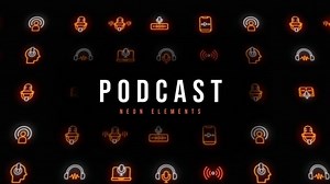 Animated Neon Podcast Icons Pack for Digital Media Content