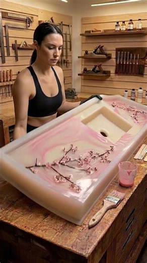 Cherry Blossom Sink = Pure Elegance #diy #satisfying #homedecor #relax #interiordesign