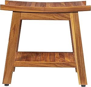 Teak Shower Bench, Teak Shower Stool, 18" Teak Wood Bath Spa Shower Stool Corner Bench Stool, All Teak Wood Corner Seat Shower Bench/Stool,Assembly Required