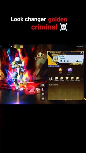00099 golden criminal 💀 prime level 8 ☠️🔥🔥 #7x7 #freefire #shortsfeed #ffaura #nostalgia