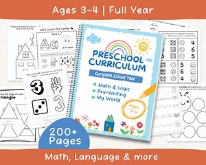 Back to School Bundle for Ages 3-4 | Preschool Curriculum Worksheets | Homeschool Pre-k Printables | ABC, Writing & Counting Activities - Etsy Australia