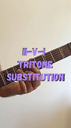 Here's a tritone substitution idea for a ii-V-I in the key of C Major. The tritone substitution can be performed by exchanging a dominant seventh chord for another dominant seven chord, which is a tritone away from it. For example, in the key of C major one can use D♭7 instead of G7. ✅Try it out! ✅DM me for 1-on-1 guitar lessons! . . . . . #theguitarbaba #guitarbaba #tritonesubs #tritonesubstitution #chordsubstitution #jazzguitar #jazzguitarist #talentedmusicians #musictheoryisfun #musictheory #