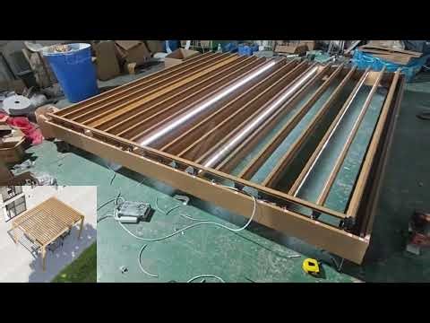 Outdoors Wood Effect Electric Aluminium Garden Pergola