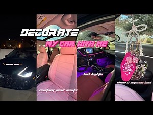 DECORATE MY NEW CAR WITH ME 2024| car wash, custom pink seats, led lights, Decor haul