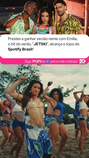 POPline on Instagram: "Depois de viralizar nas redes e dominar playlists pelo país, “JETSKI”, parceria de Pedro Sampaio, Melody e Meno K, finalmente alcançou o topo do Spotify Brasil. A faixa assumiu o #1 na parada diária do dia 10 de fevereiro, ultrapassando a marca de 1,5 milhão de streams em apenas 24 horas. O hit, que já vinha crescendo de forma consistente desde o lançamento, consolidou sua força nas plataformas digitais e acumula 77 milhões de reproduções no Spotify desde dezembro! Pedro S