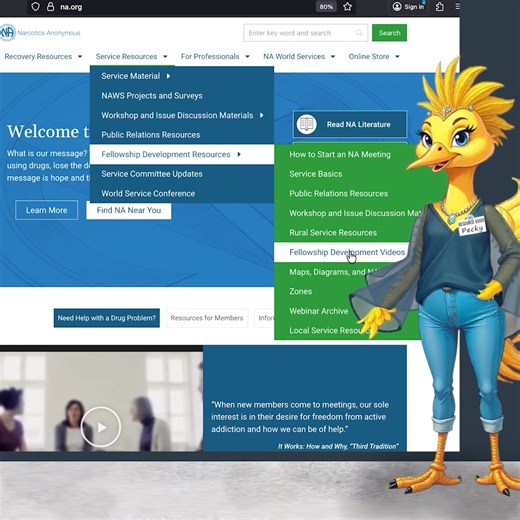 Our “Resource of the Month” series showcases some of the valuable resources available on na.org. This month, Pecky returns to spotlight our Fellowship Development videos, which illustrate the growth of NA around the world. Find previous months’ featured resources at na.org/resource. #ResourceOfTheMonth #FellowshipDevelopment #NAvideos | Narcotics Anonymous World Services