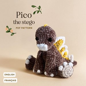 Pico the Stego | Dinosaur Plushie Crochet Easy Beginner Pattern | Stegosaurus Amigurumi | PDF Low Sew, Cute and Unique Pattern - Etsy