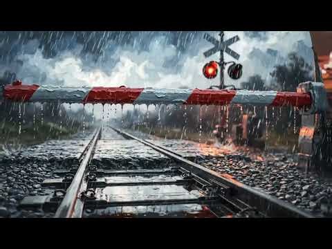 Weathered Railroad Crossing Gate in a Van Gogh–Inspired Style