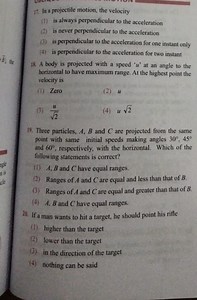 Multiple Choice Questions on Projectile MotionIn projectile m... | Filo