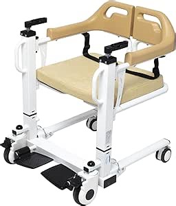 Patient Lift Transfer Chair, 180° Split Seat, Portable Lift Aid for Home Use, Bathroom Shower Chair with Soft Backrest and Commode, Transport Wheelchair for Elderly and Disabled