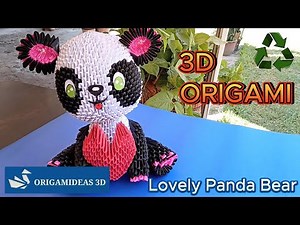 How to make a Lovely Panda Bear in 3D Origami reusable paper | Oso Panda Origami 3D papel reusable