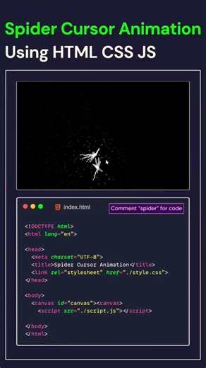 Spider cursor animation // #webdesign // #coding #trending #codingbat#python#codeprep#webdevelopment
