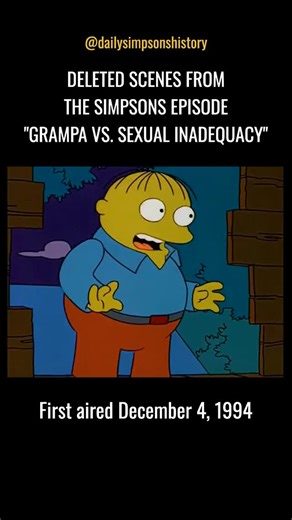 On This Day in Simpsons History on Instagram: "Deleted scenes from The Simpsons episode “Grampa vs. Sexual Inadequacy,” first aired December 4, 1994. #thesimpsons #simpsons #1990s #deletedscenes #onthisday"