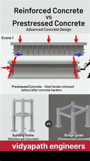Difference Between Reinforced Concrete vs Prestressed Concrete Basics #vidyapathengineers