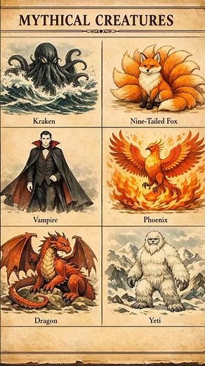 Mythical Creatures Explained Like a Vintage Museum Poster 🐉✨#shorts