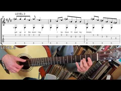Dust My Broom - Fingerstyle lesson in 4 LEVELS