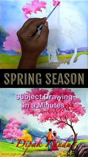 Beautiful Spring Season Drawing in Minutes #art #drawing #shorts #viral #painting