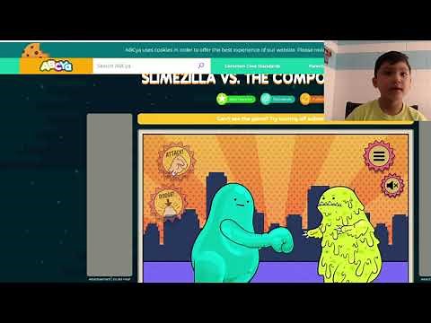 Aadit plays 'Slimezilla vs The Compound Words' on ABCYa.