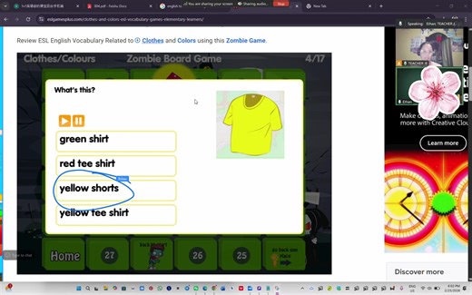 Learning through play! 🎮 We used interactive games from ESLGamesPlus as a warm-up activity before the discussion. The website is very interactive and helpful in energizing the students while allowing them to learn and discover new vocabulary. This activity increased their participation, motivation, and readiness for the lesson. #ESLClass