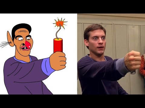 Spider-Man Movie (2002) - Peter vs. Flash Scene Funny Drawing Meme | Funny Spiderman Memes