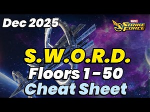 S.W.O.R.D. FLOORS 1-50 GUIDE! FULL CLEAR CHEAT SHEET! MAX PTS NOW! DEC 2025 | MARVEL Strike Force
