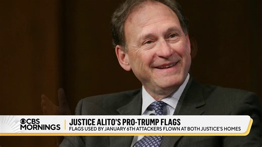 1.3K views · 35 reactions | Supreme Court Justice Samuel Alito is facing new calls to recuse himself from cases tied to former Pres. Trump and the Jan. 6 assault on the Capitol. The New York Times reports a flag used by Jan. 6 protesters was seen flying at his NJ vacation home. https://cbsn.ws/3US5e2q | CBS Mornings | Facebook