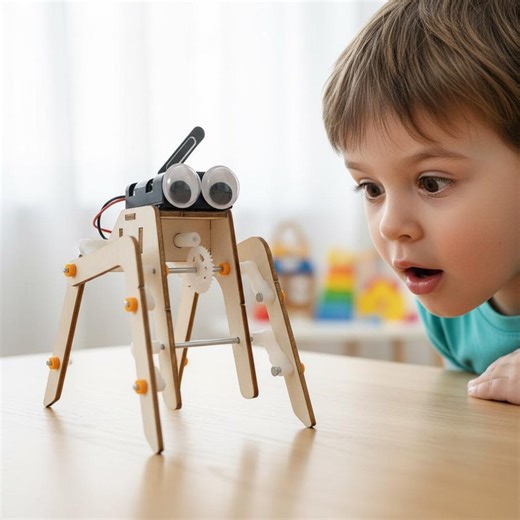 Walking Spider Robot DIY - STEM Toy Gift, Birthday Science Kit, 12cm Model, Natural Wood - Etsy