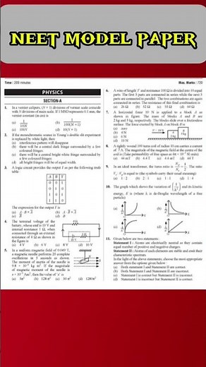NEET 2025 Model Paper | Latest Practice Questions for NEET Exam #modelpaper #neet2025