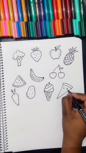 Cute Food Doodle Collection 🍕🍩 | Easy Mini Drawings ✨”