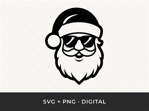 Santa SVG: Sunglasses Santa Claus Outline Christmas Cut File for Cricut - Etsy Australia