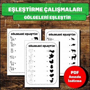 Animal Shadow Matching Game, Printable Learning Activity (PDF Download), Turkish Version - Etsy UK
