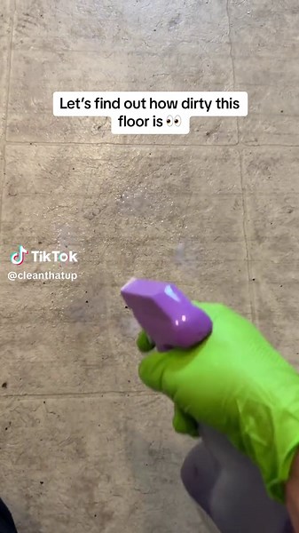 Sometimes I like todo a test clean on a floor to see how dirty it is… this one did not disappoint. (Products used: Dawn Professional Degreaser / @RYOBI Tools USA drill brush scrubber / white towels) #cleantok #cleaning #satisfying #howto #cleanthatup