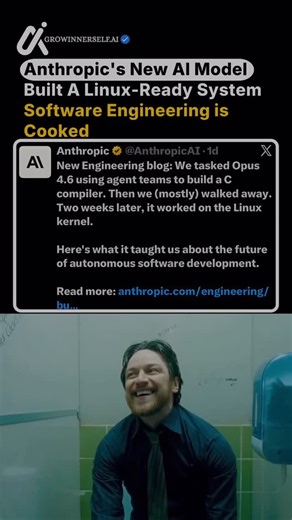 growinnerself on Instagram: "AI just assembled a Linux-capable system… 🥶 Anthropic’s newest research reveals how quickly autonomous software creation is advancing. Through coordinated Claude agent workflows, the setup operated for days to plan, write, revise, and compile a real C-based compiler able to support complex software — including Linux-scale programs and massive open-source codebases. This isn’t a showcase gimmick or small demo. It’s a preview of agent-led development, where multiple A