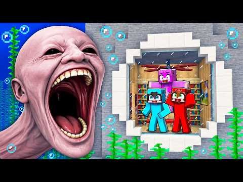 Secret UNDERWATER Base vs HUMAN HEAD SEA MONSTER in Minecraft!