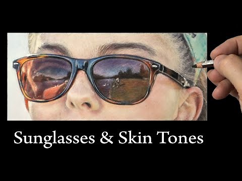 Pastel Portrait Tips... How to Paint / Draw Realistic Sunglasses and daylight skin tones... Tutorial