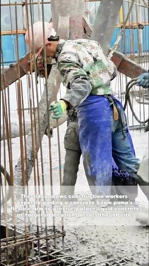 Precision Pour: Workers Operating Concrete Boom Pumps on Construction Site