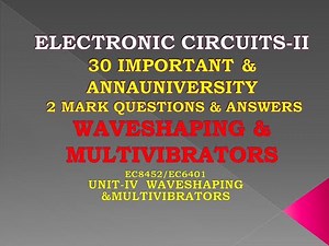 Multivibrators | Wave shaping circuits | Two mark questions