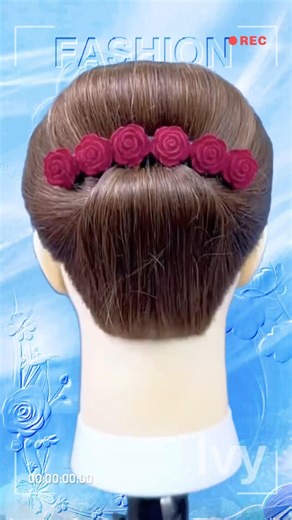 Elegant High updo with Rose Hair Accessory #hairstyle #updo