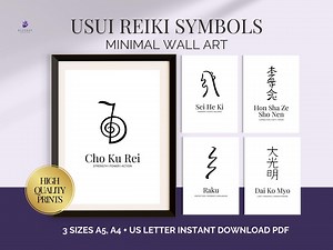 Usui Reiki Symbols Printable Wall Art | Minimal Black Line Art PDF | Spiritual Healing Decor (A5, A4, US Letter) - Etsy